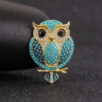 XSB293 - Cute Rhinestone Owl Brooch 